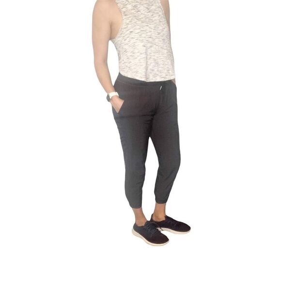 Lululemon High Rise Grey Cropped Drawstring Pockets Jogger Women’s Size 4 -Small - Picture 2 of 10